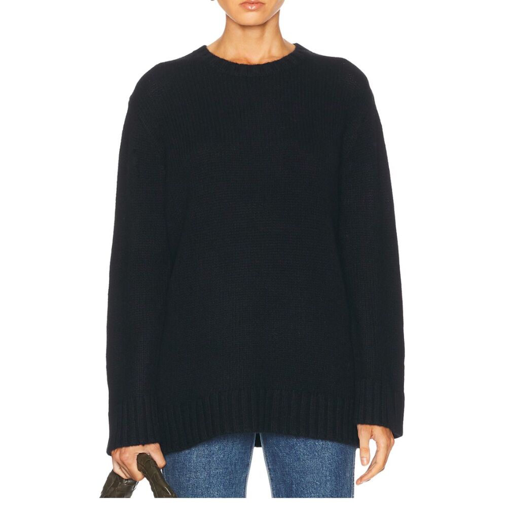 Jenni Kayne Marina Cashmere Blend Crewneck Sweater Black Size Medium